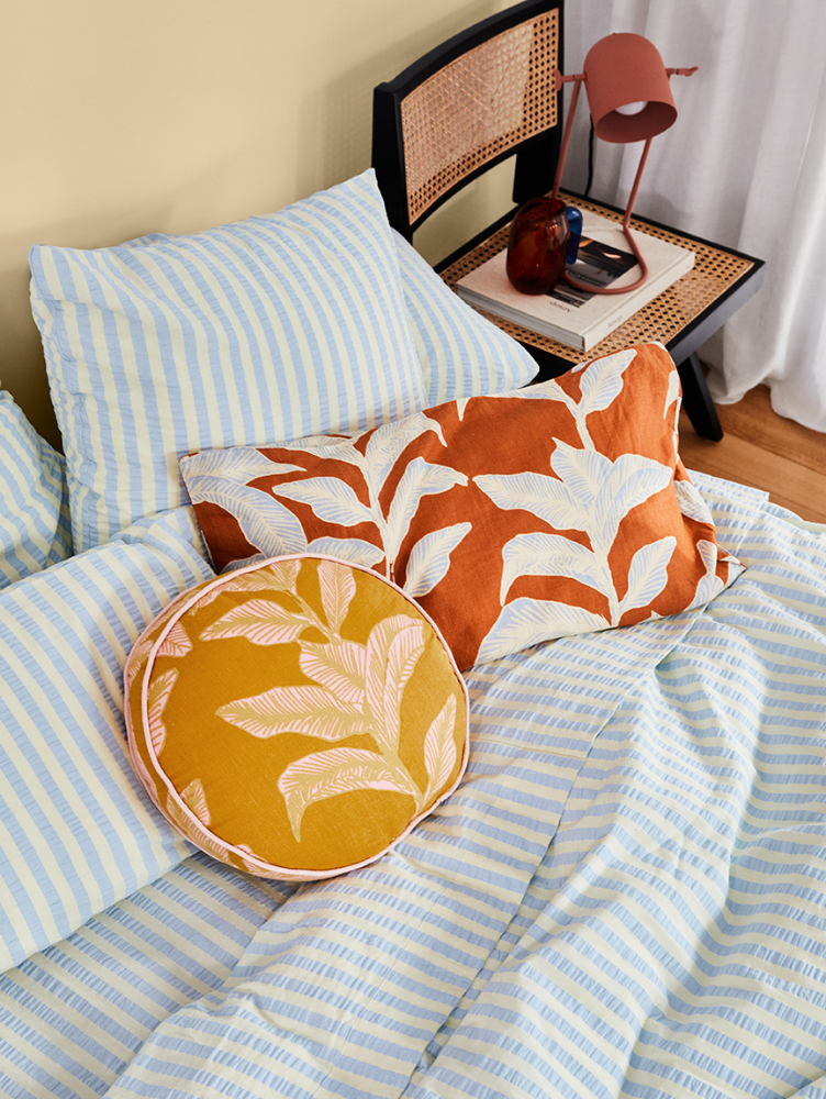 Butter Blue Seersucker Quilt Cover
