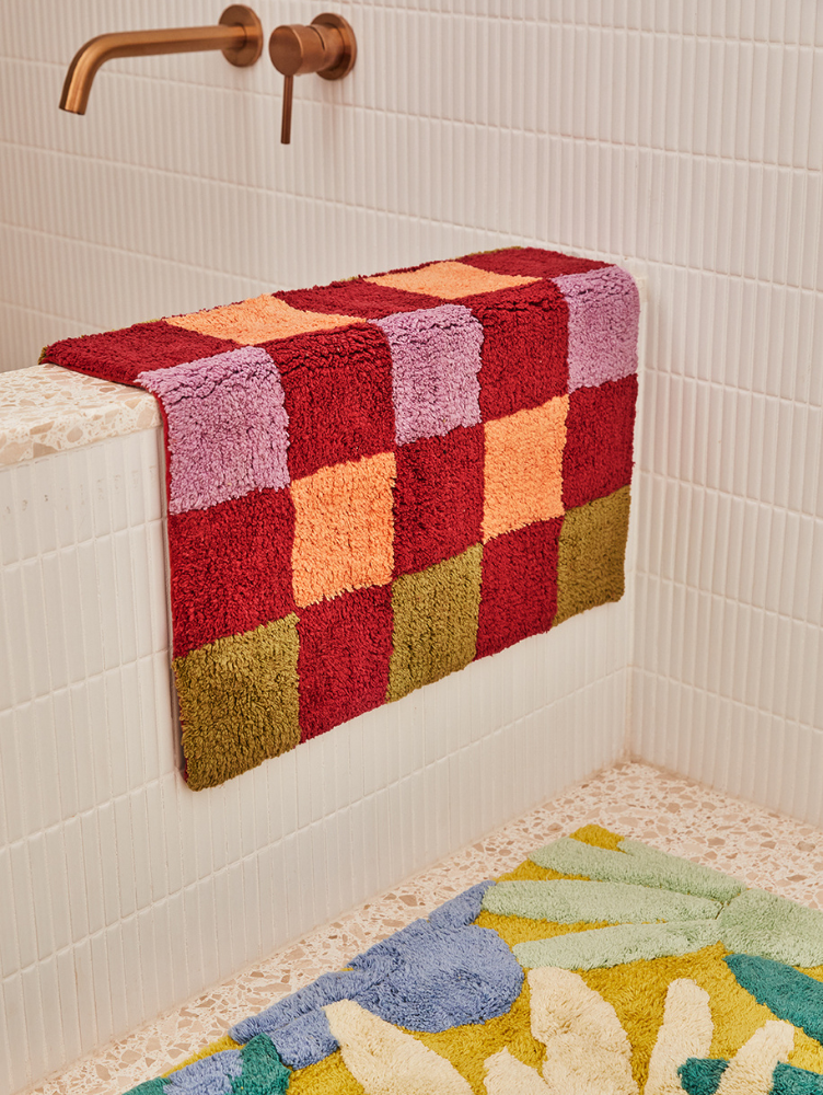 Winter Checkers Bath Mat