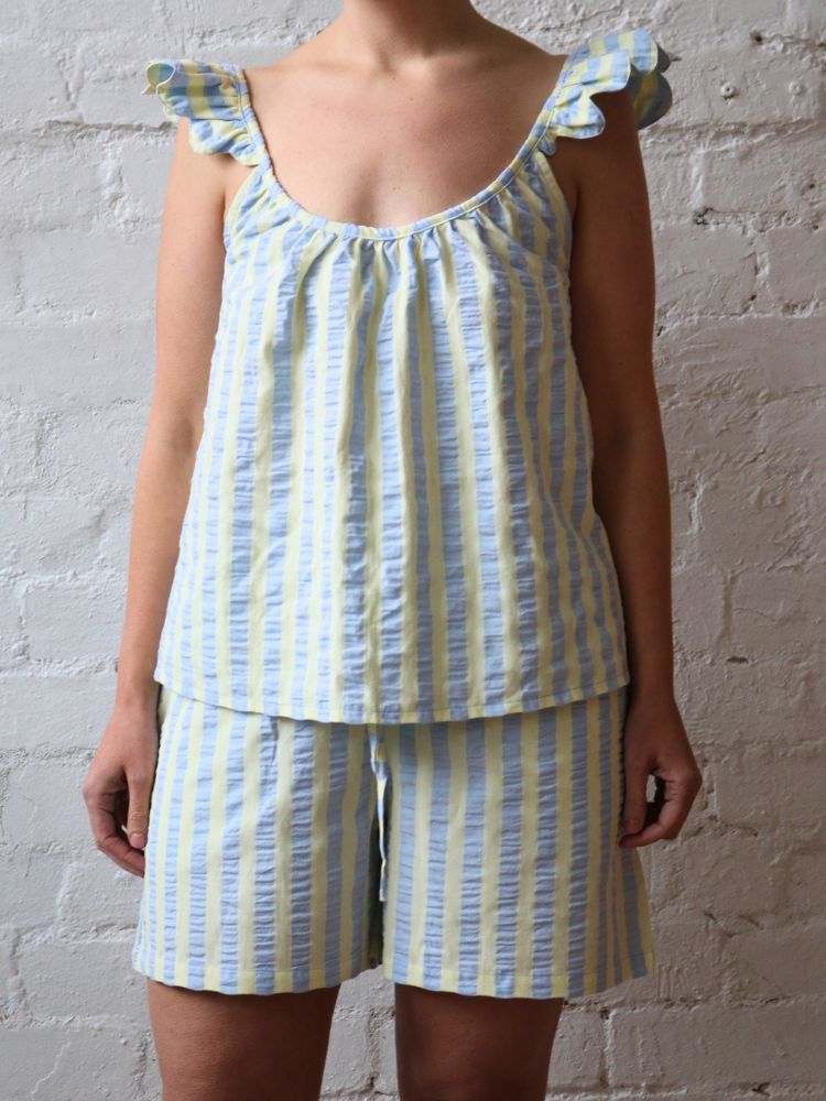 Butter Blue Seersucker Short Pyjama Set