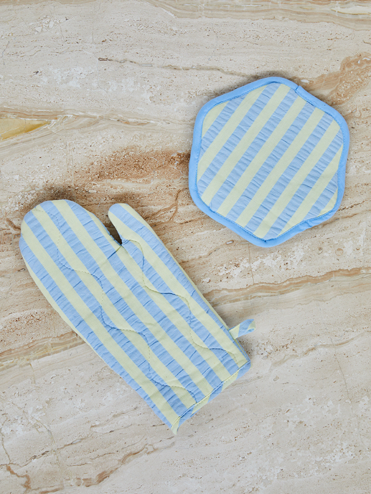 Butter Blue Seersucker Trivet