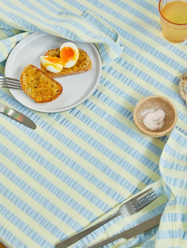 Butter Blue Seersucker Square Tablecloth