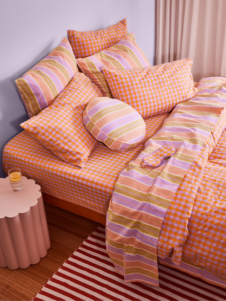 Kumquat Bloom Seersucker Flat Sheet by Mosey Me