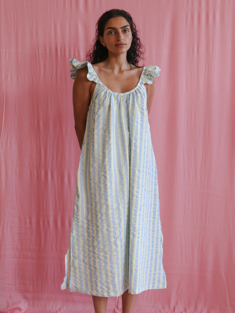Butter Blue Seersucker Nightie