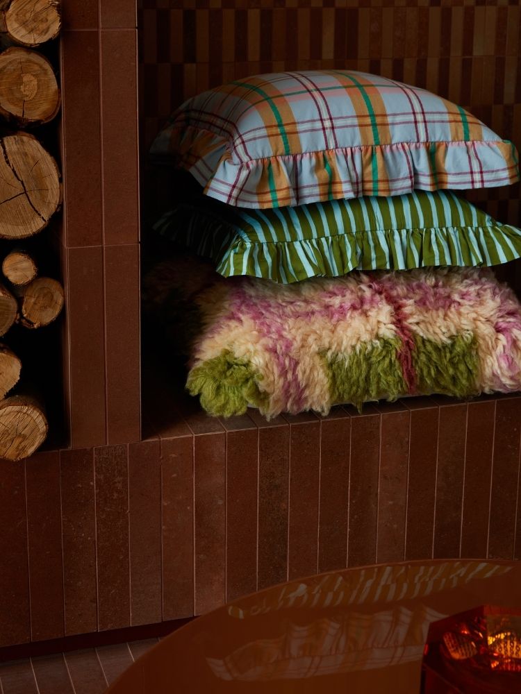 Plaid Shag Cushion