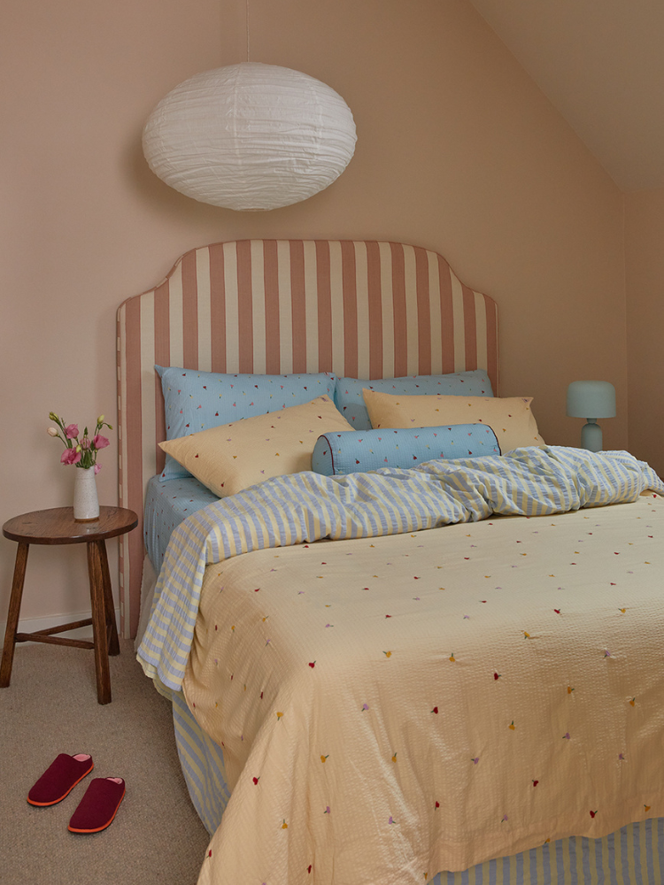 Forget Me Not Embroidered Quilt Cover