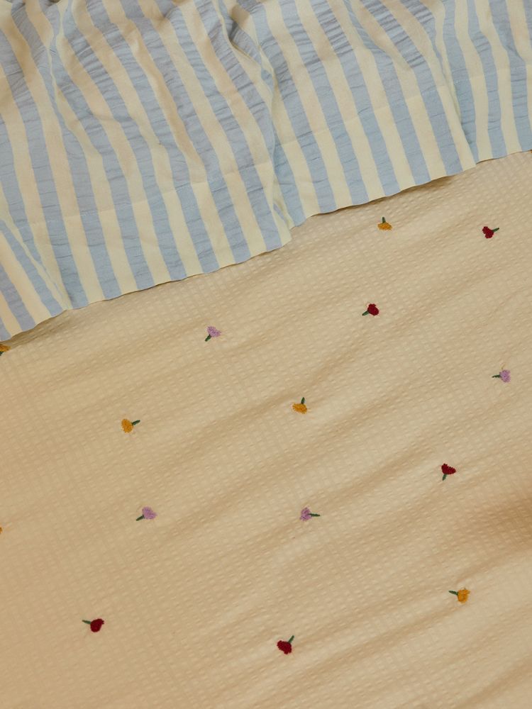 Forget Me Not Embroidered Quilt Cover