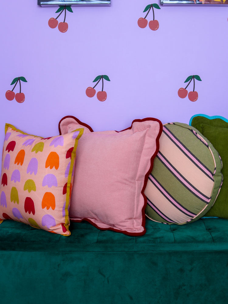 Tulip Fields Square Cushion by Mosey Me