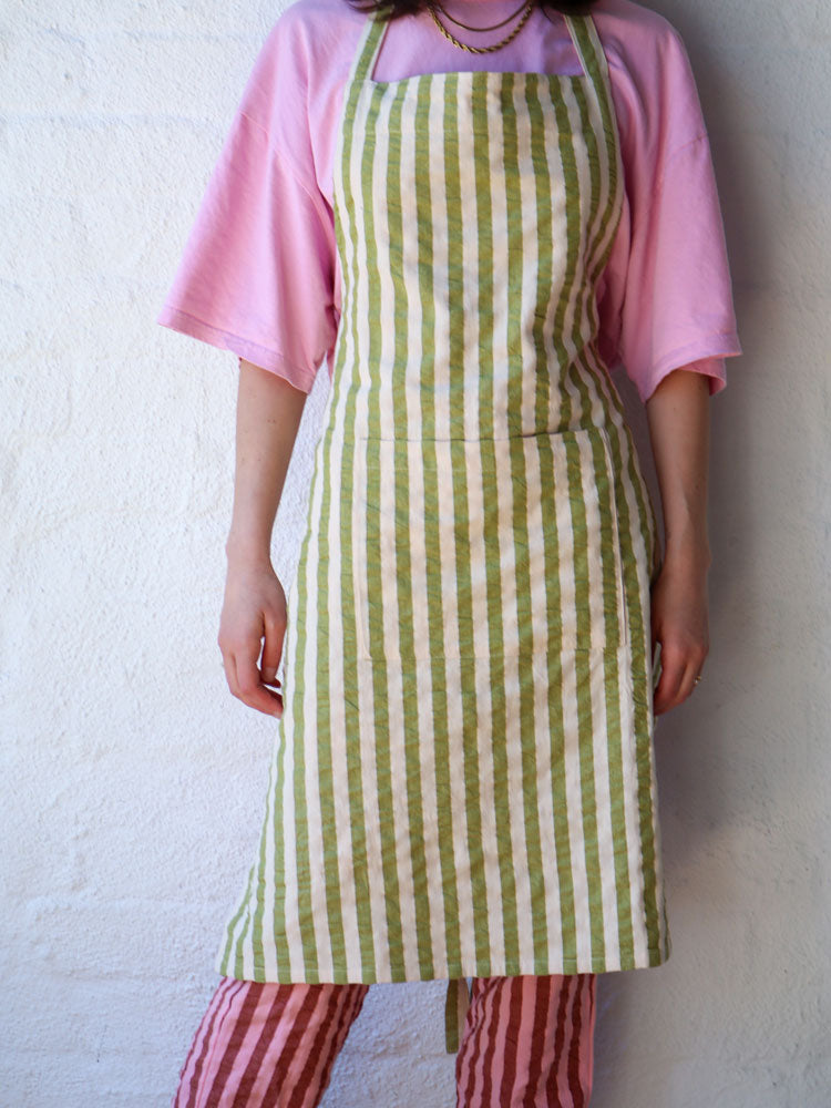 Seersucker Stripe Apron by Mosey Me