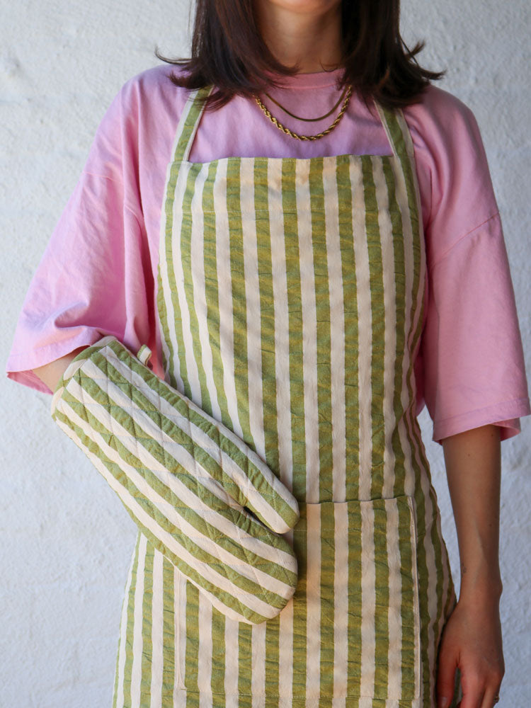 Seersucker Stripe Oven Mitt by Mosey Me