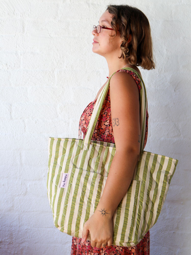Seersucker Stripe Quilted Bag by Mosey Me