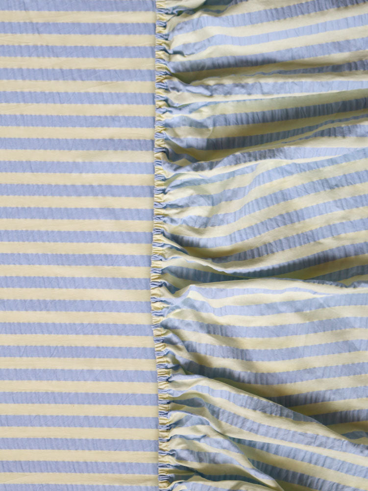 Butter Blue Seersucker Fitted Sheet