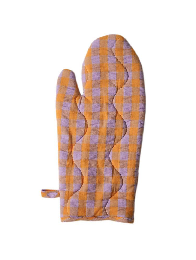 Kumquat Bloom Seersucker Oven Mitt by Mosey Me
