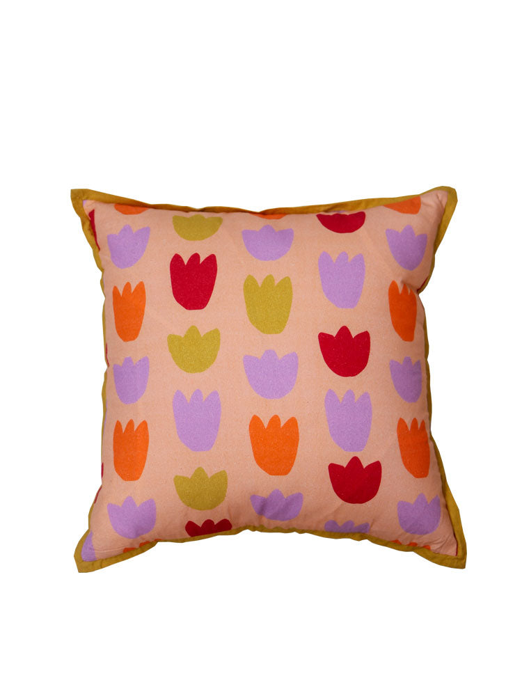 Tulip Fields Square Cushion by Mosey Me