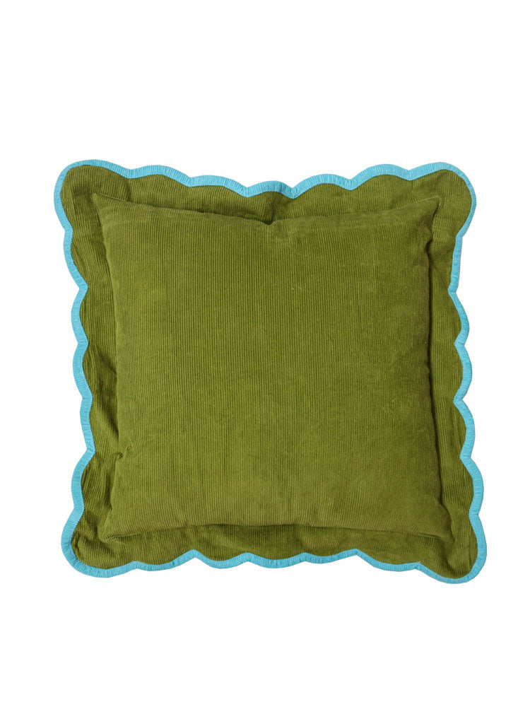 Corduroy Scalloped Cushion - Pistachio by Mosey Me