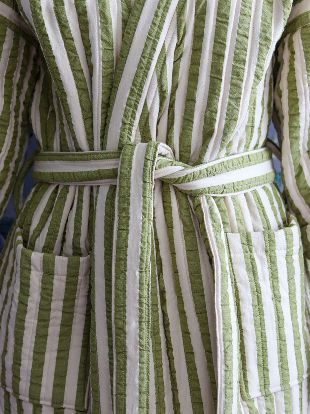 Seersucker Stripe Quilted Robe  by Mosey Me