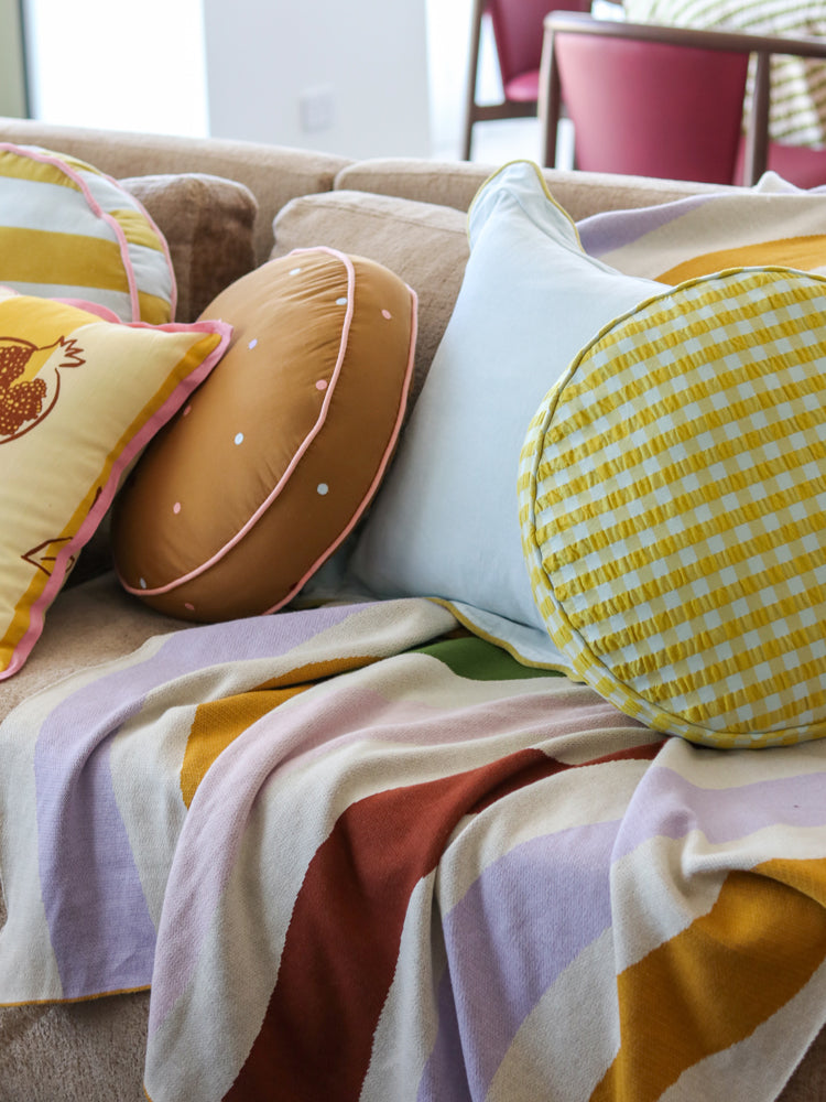 Citrus Seersucker Round Cushion by Mosey Me