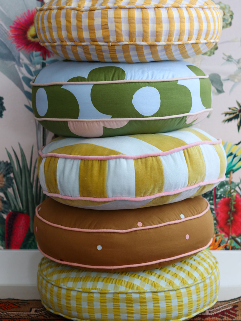 Velvet Stripe Round Cushion  by Mosey Me
