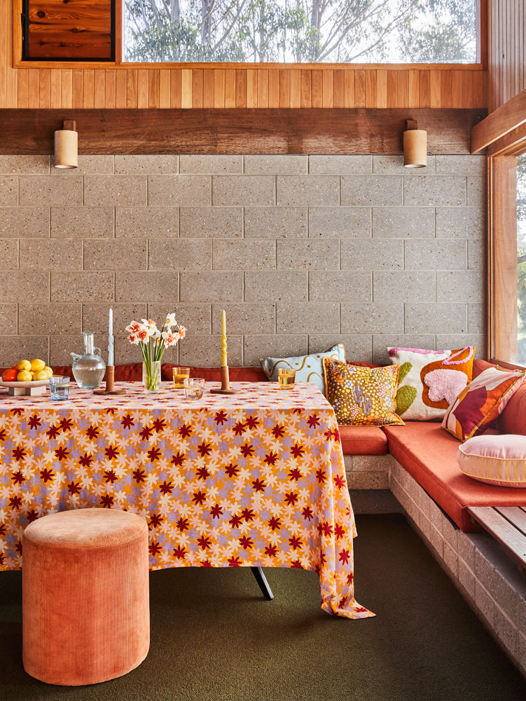 Crimson Floral Tablecloth by Mosey Me