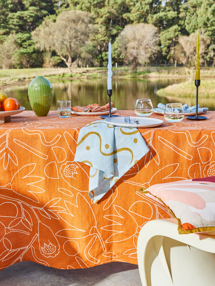 Outline Floral Tablecloth  by Mosey Me