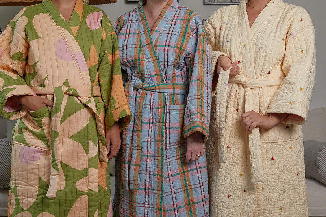 Forget Me Not Embroidered Quilted Robe