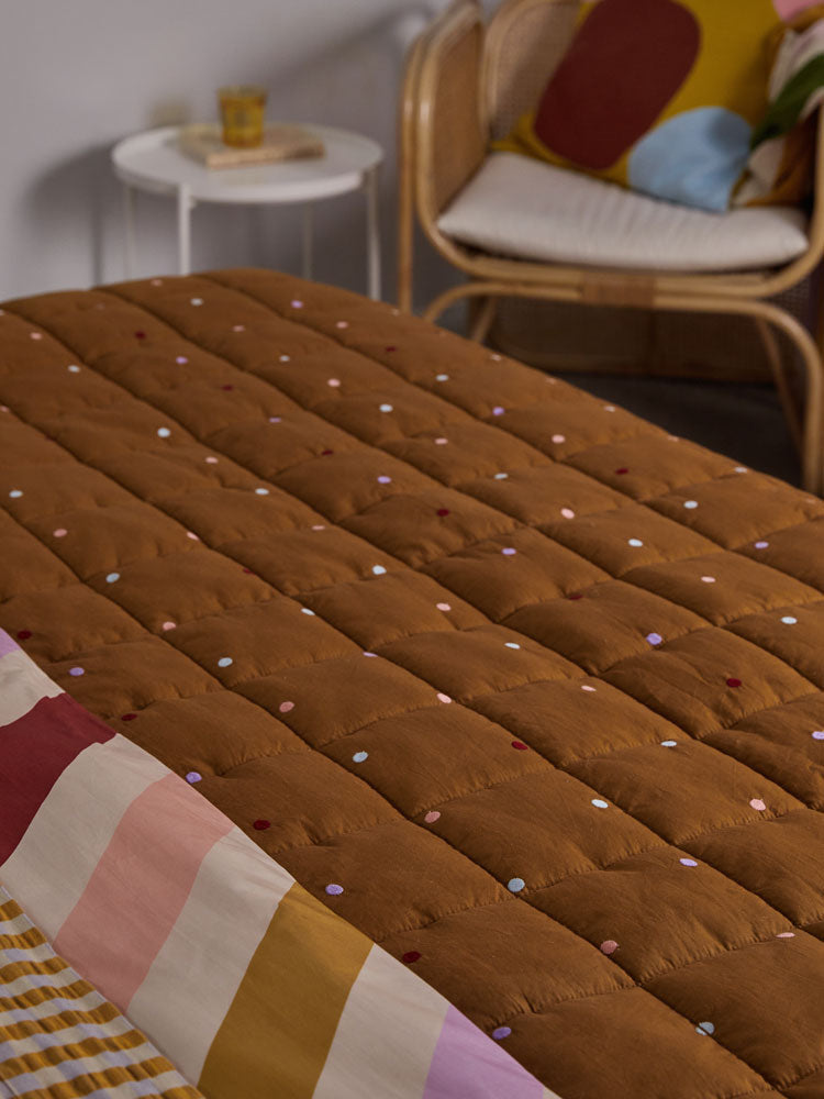 Embroidered Dot Quilted Throw by Mosey Me