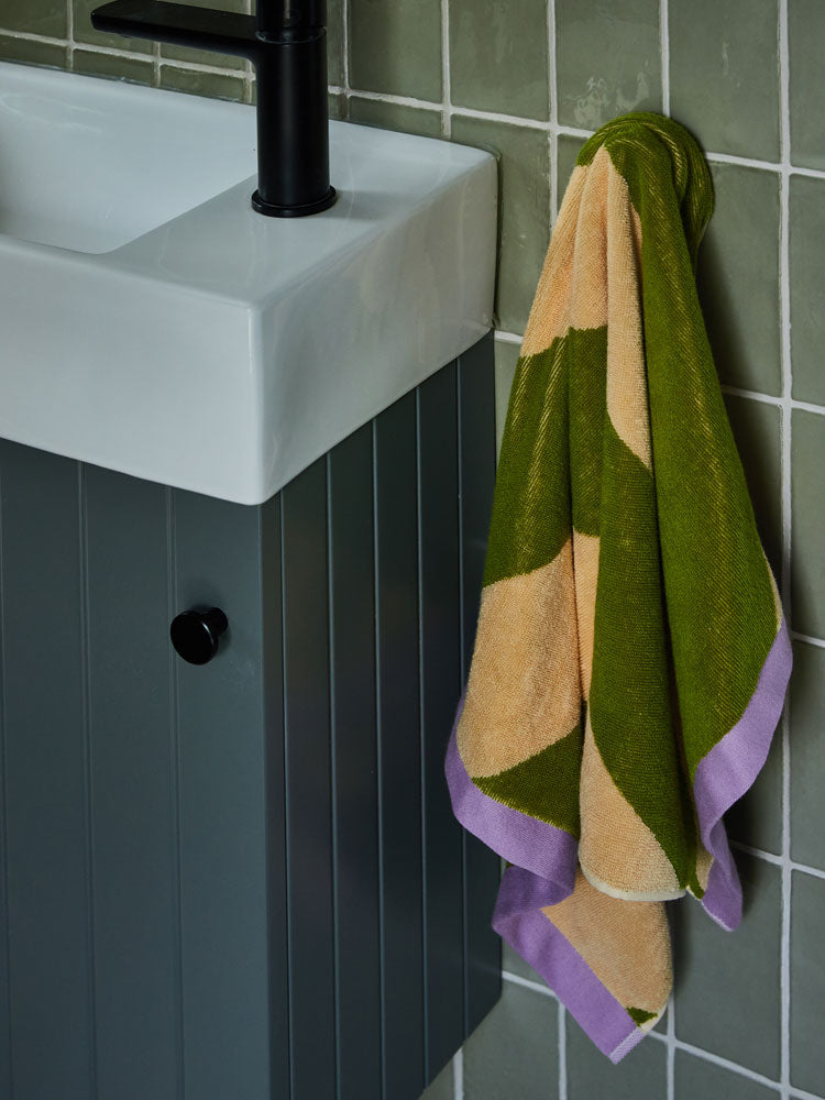 Pistachio Stripe Hand Towel  by Mosey Me