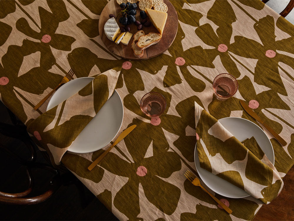 Olive Poppy Napkin Set by Mosey Me