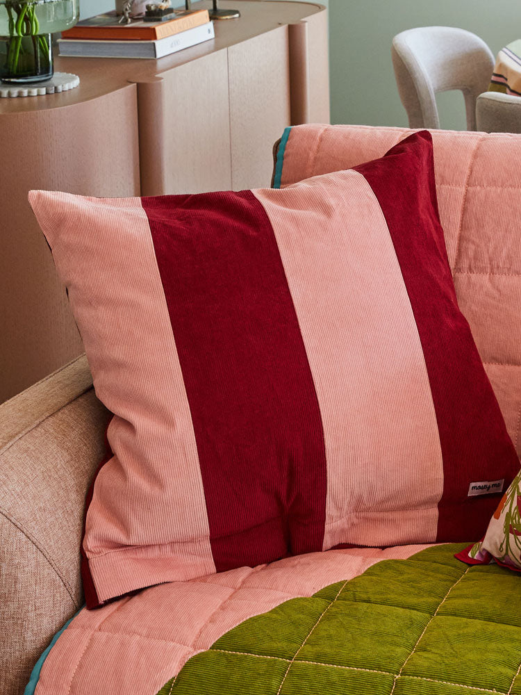 Corduroy Euro Pillowcase - Peach/Ruby by Mosey Me
