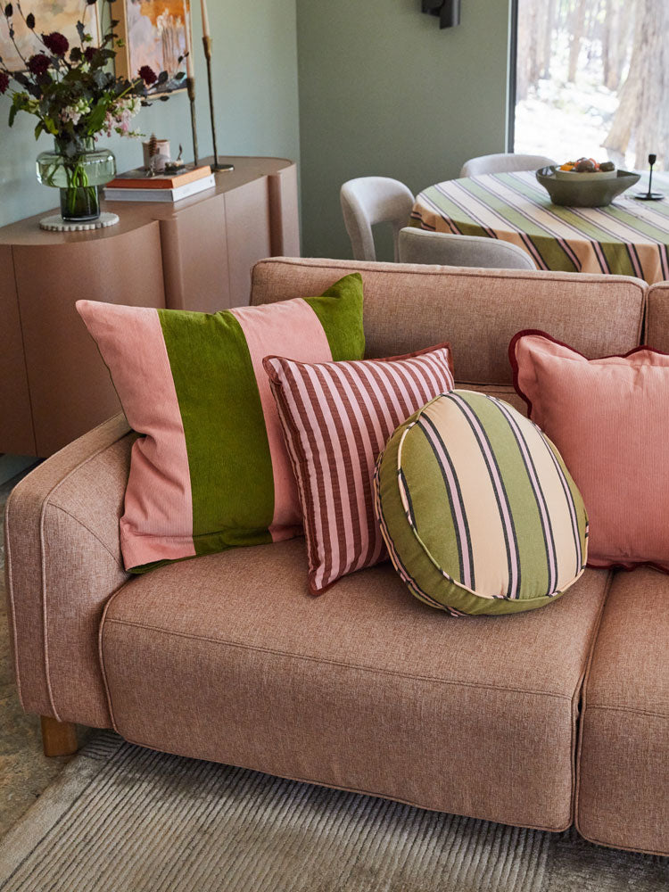 Carnival Stripe Round Cushion by Mosey Me