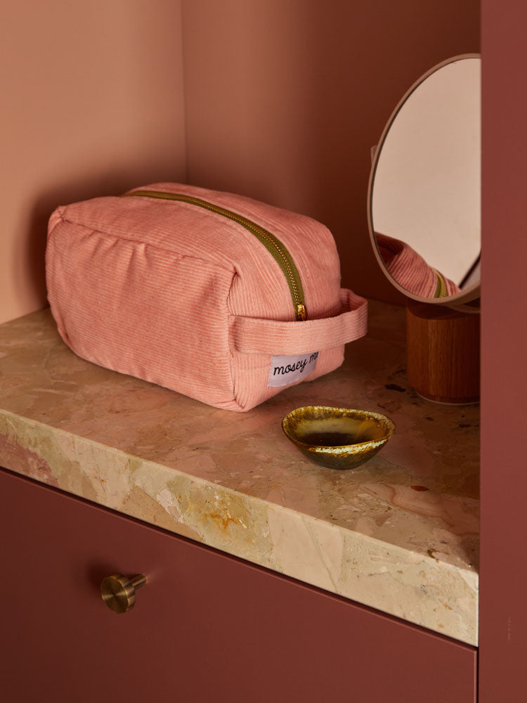 Corduroy Dopp Kit in Peach  by Mosey Me