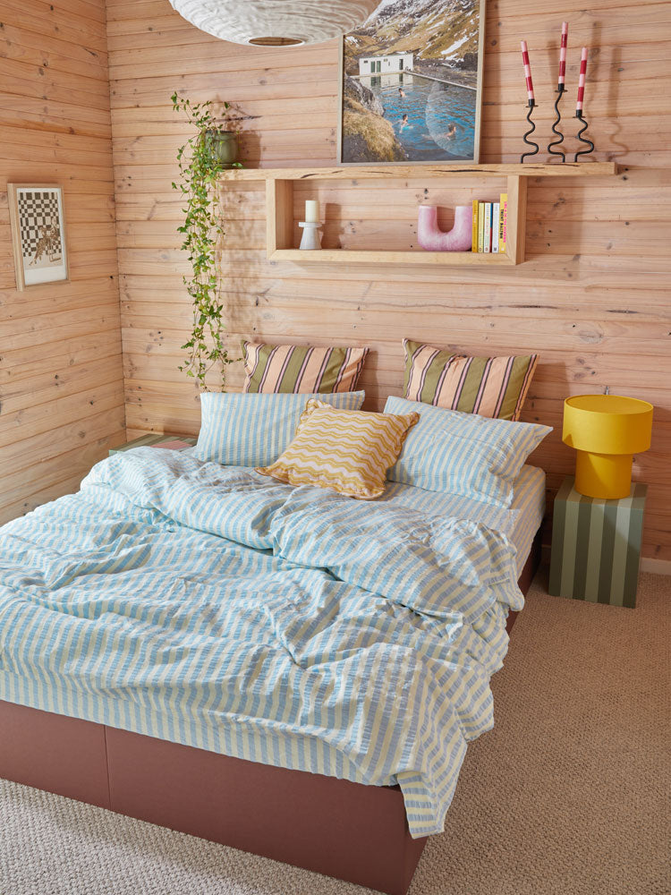 Butter Blue Seersucker Quilt Cover