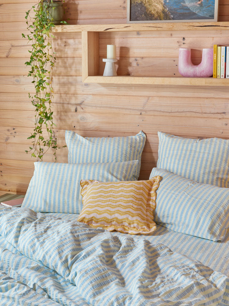 Butter Blue Seersucker Quilt Cover