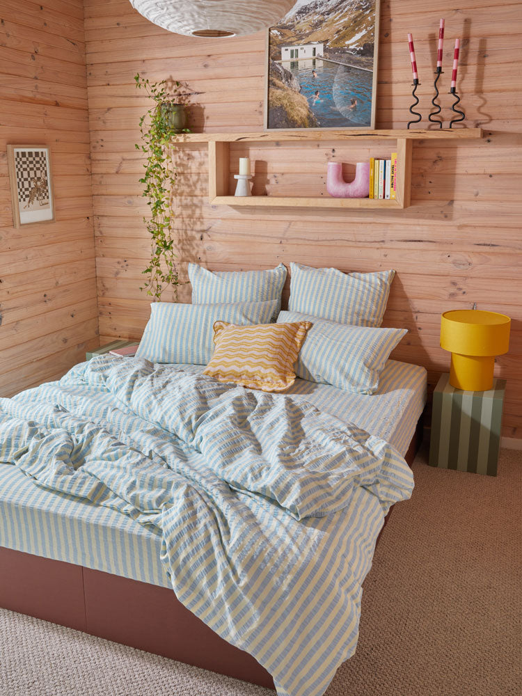 Butter Blue Seersucker Quilt Cover