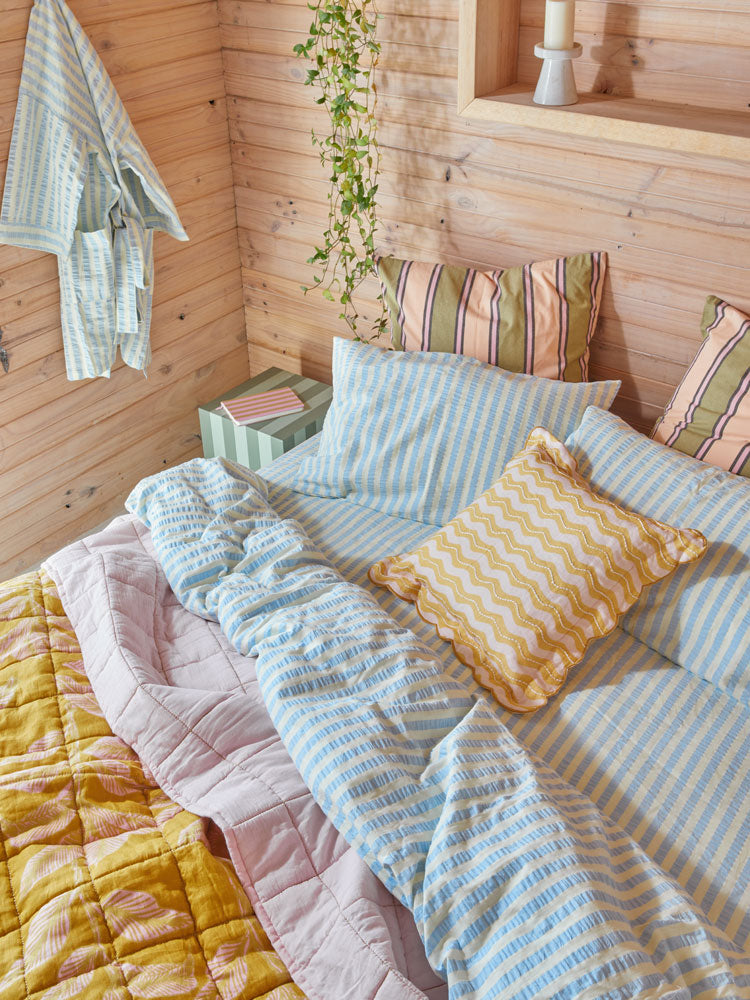 Butter Blue Seersucker Flat Sheet