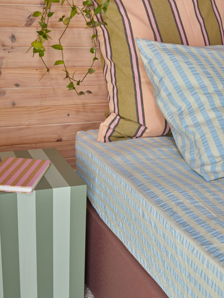 Butter Blue Seersucker Fitted Sheet