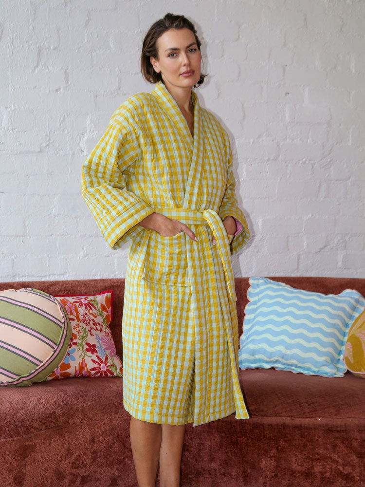 Citrus Seersucker Quilted Robe