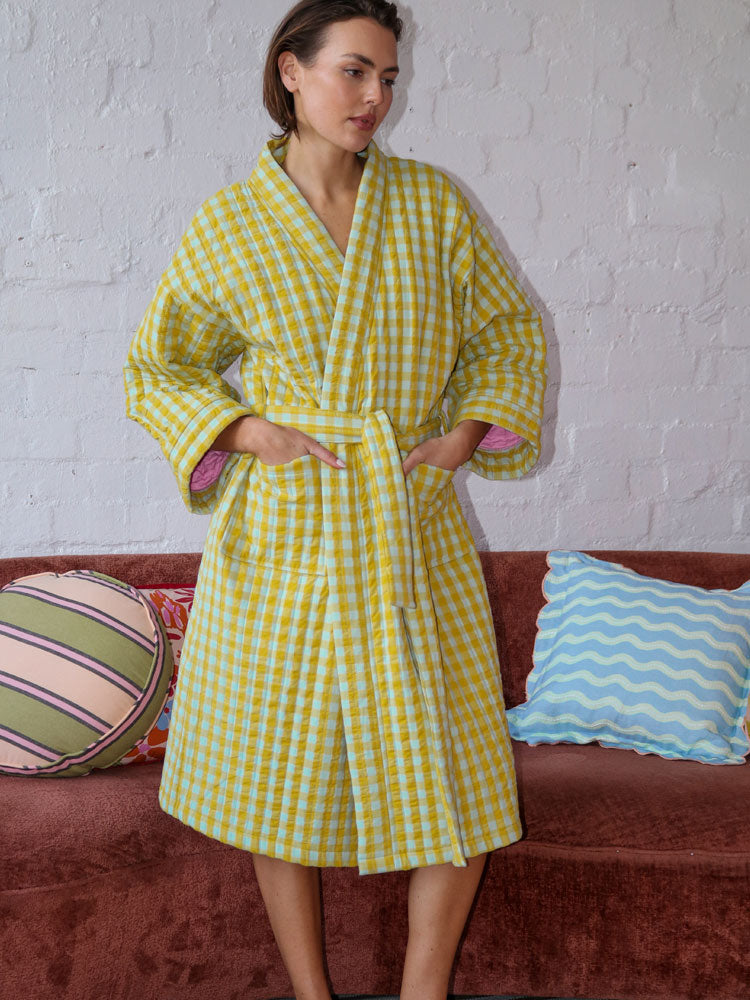 Citrus Seersucker Quilted Robe