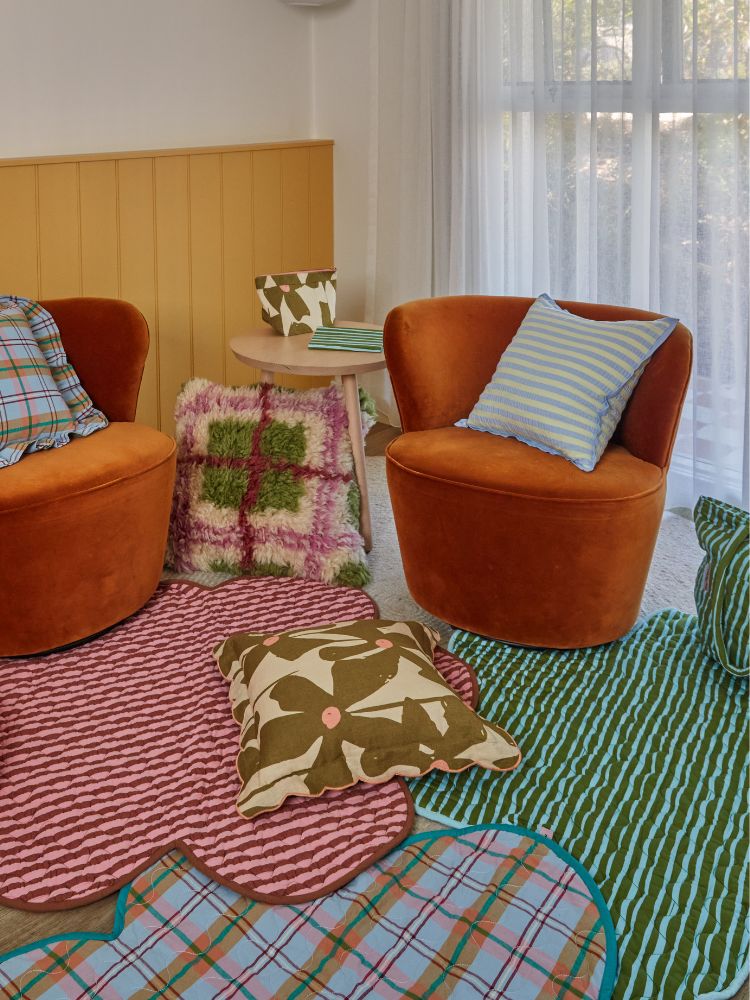 Butter Blue Seersucker Square Cushion
