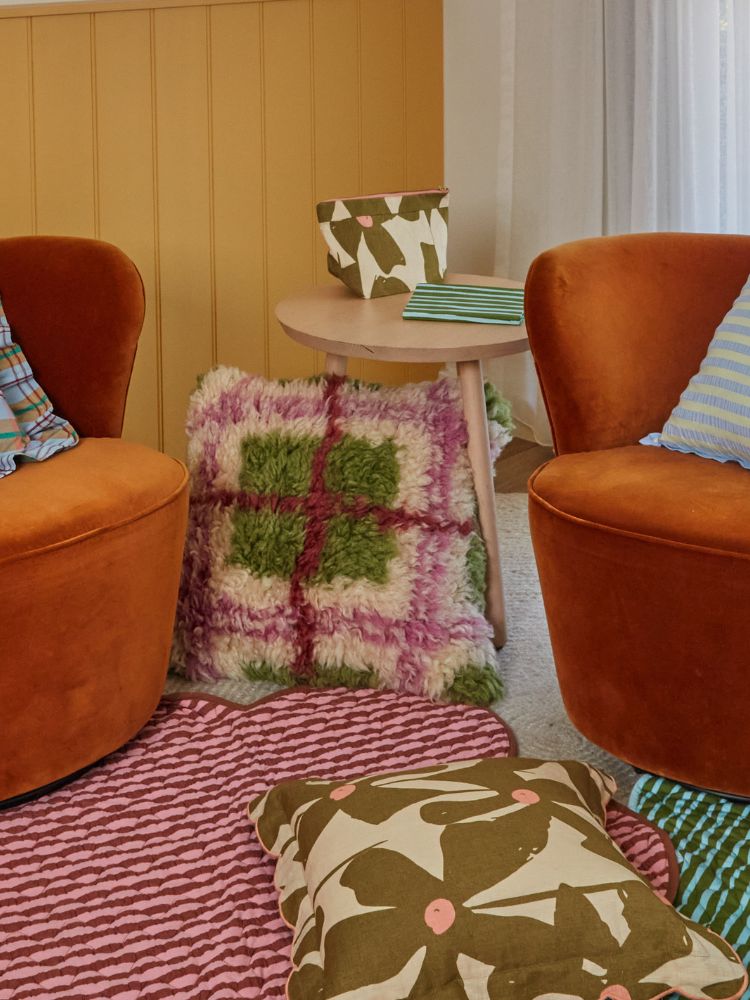 Plaid Shag Cushion