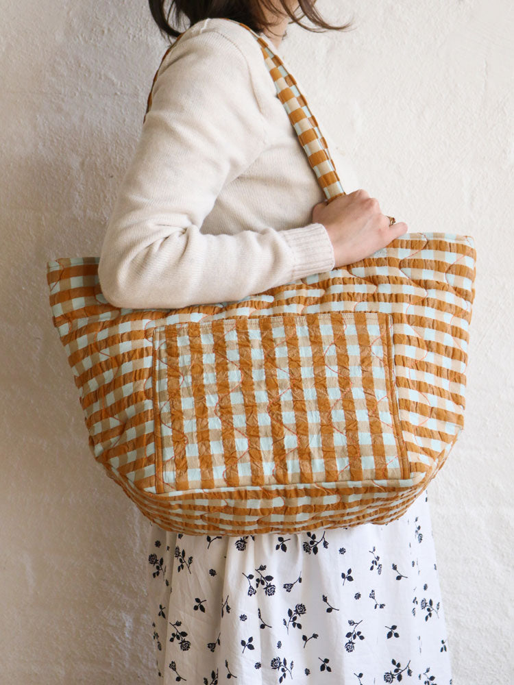 Honey Blue Seersucker Quilted Bag by Mosey Me