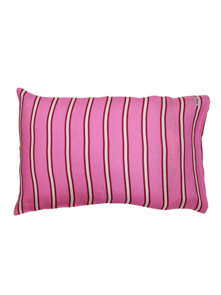 Raspberry Stripe Standard Pillowcase Set by Mosey Me