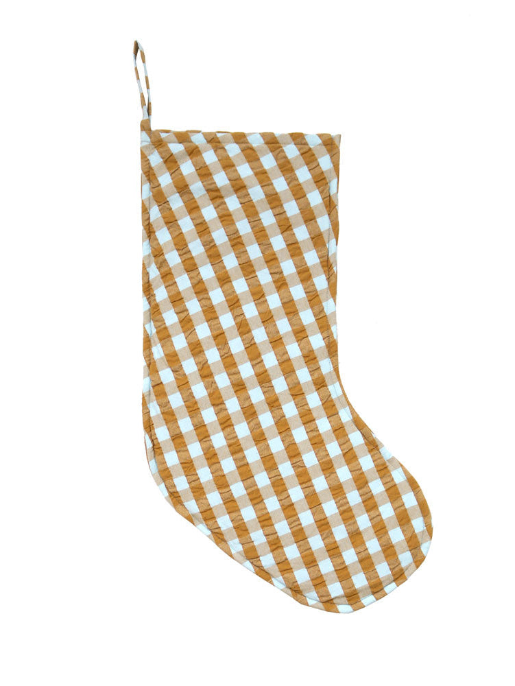 Honey Blue Seersucker Stocking  by Mosey Me