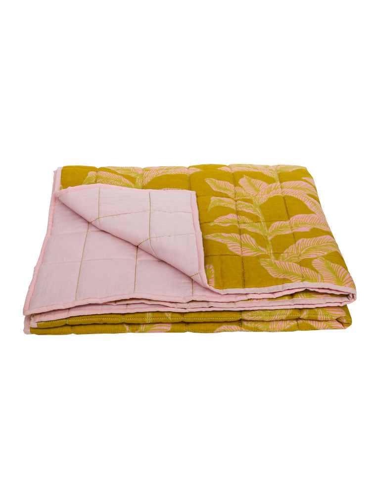 Meridian Gold Quilted Throw by Mosey Me