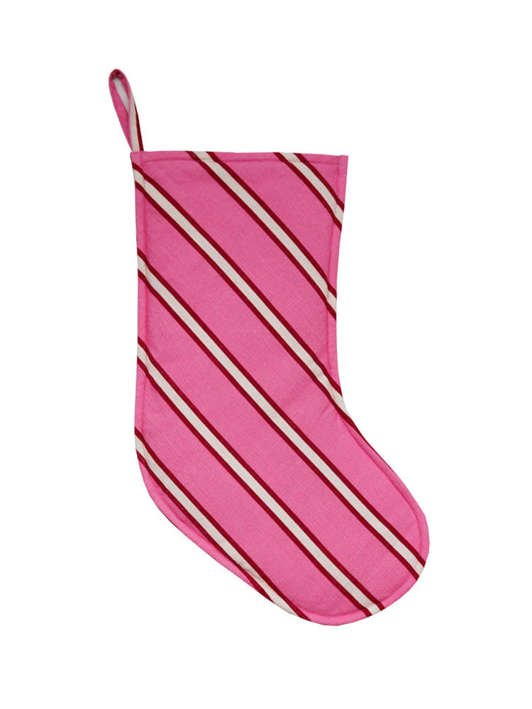 Raspberry Stripe Stocking  by Mosey Me