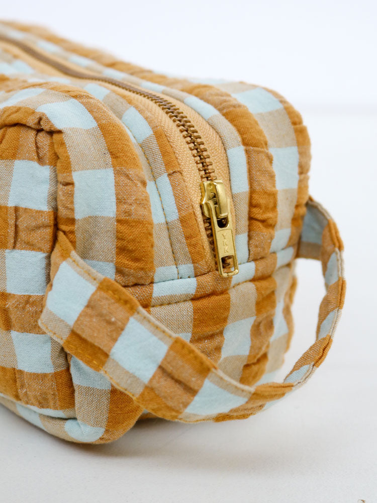 Honey Blue Seersucker Dopp Kit by Mosey Me