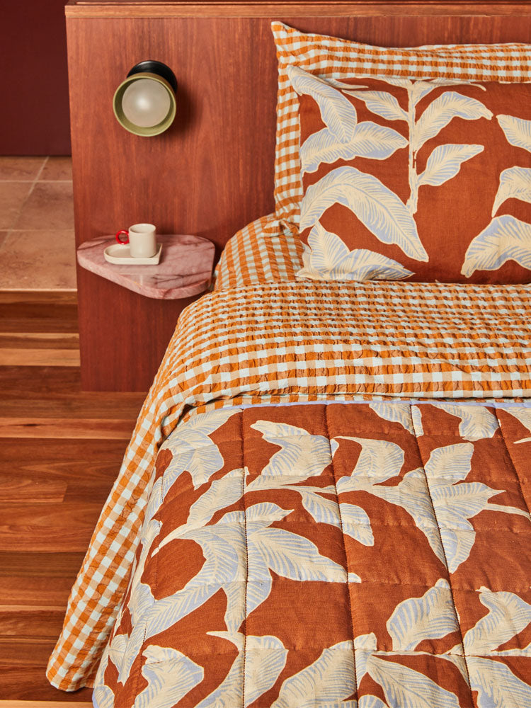 Honey Blue Seersucker Quilt Cover by Mosey Me
