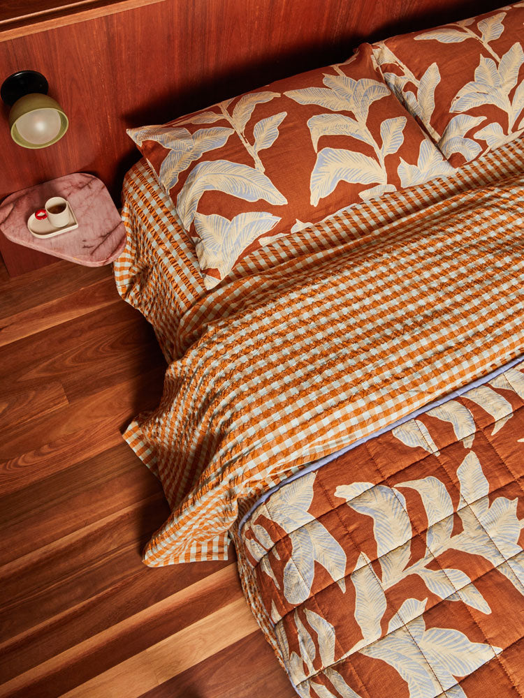 Honey Blue Seersucker Flat Sheet by Mosey Me