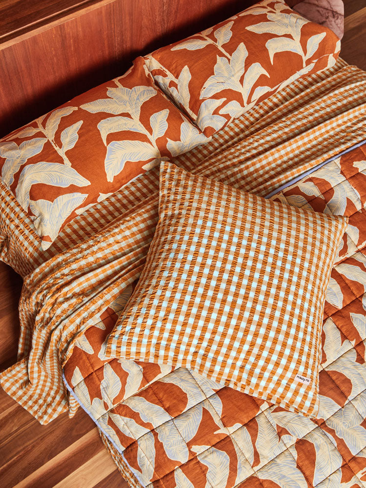 Honey Blue Seersucker Euro Pillowcase Set by Mosey Me