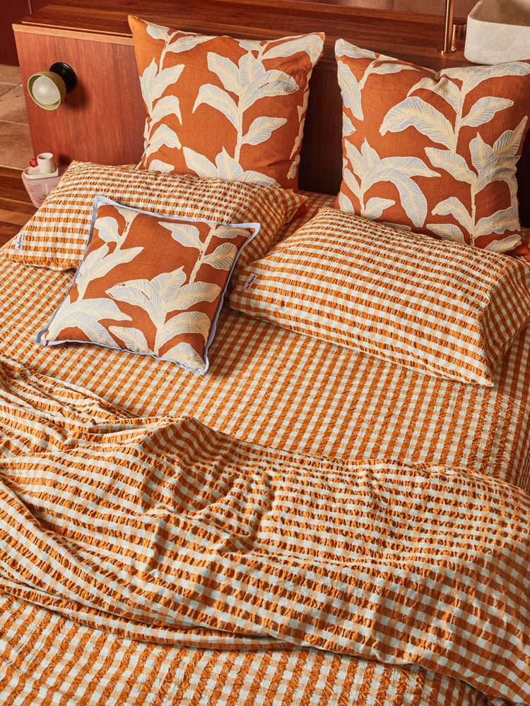 Honey Blue Seersucker Flat Sheet by Mosey Me