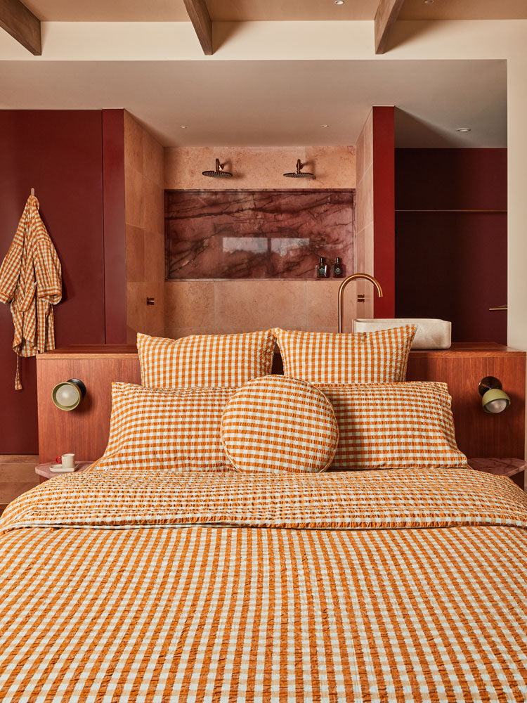 Honey Blue Seersucker Standard Pillowcase Set by Mosey Me